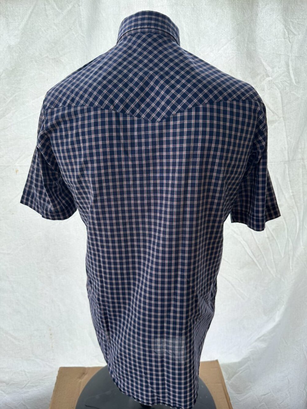 Plains Western Wear Men's Blue Red Checks Pearl Snap Shirt Small Cotton - Picture 3 of 5